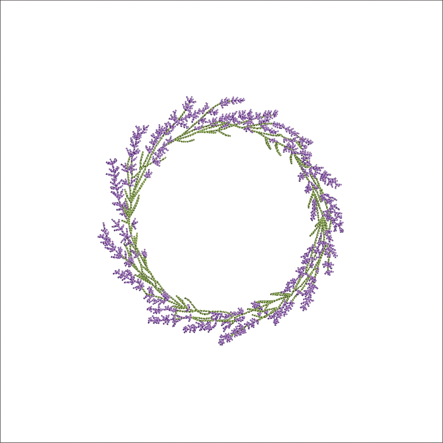 Spring Floral Lavender Wreath Digital Machine Embroidery File- Download-3 SIZES