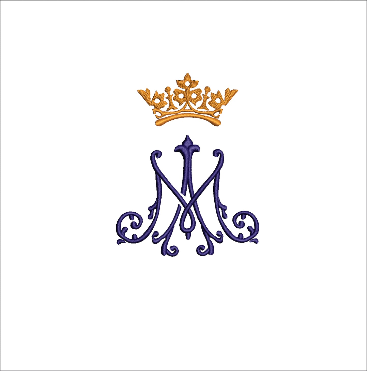 Catholic Marian Monogram with Crown Digital Machine Embroidery File- Download - 5 SIZES
