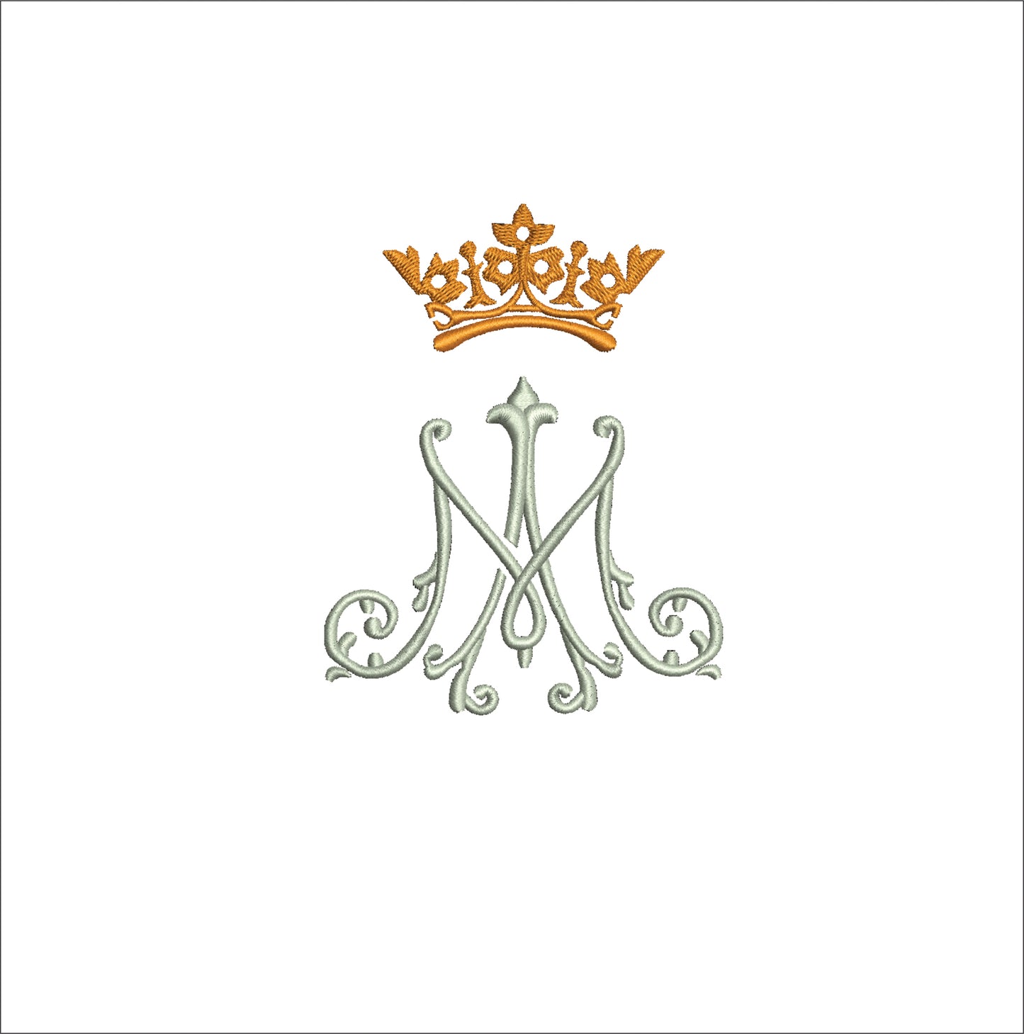 Catholic Marian Monogram with Crown Digital Machine Embroidery File- Download - 5 SIZES