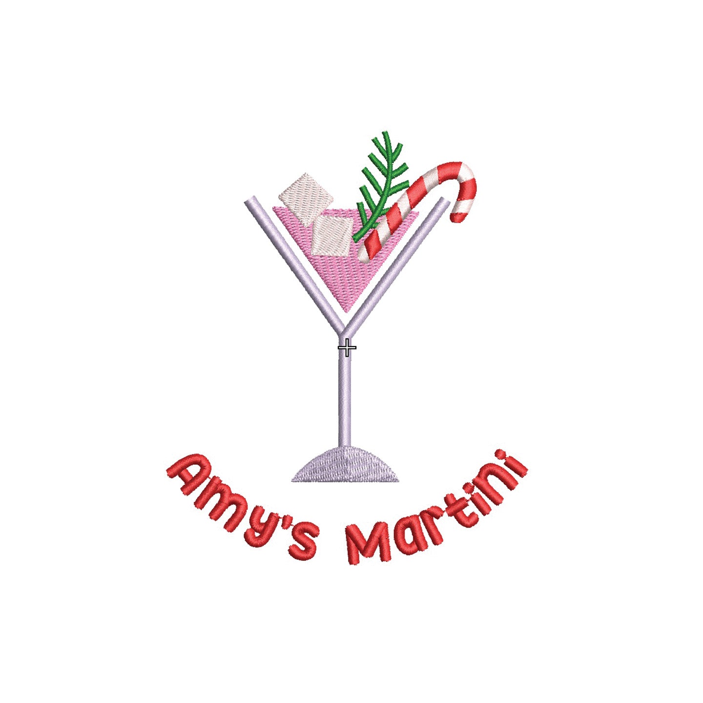 Christmas Holidays Martini with Candy Cane Digital Machine Embroidery File- Download- 3 SIZE