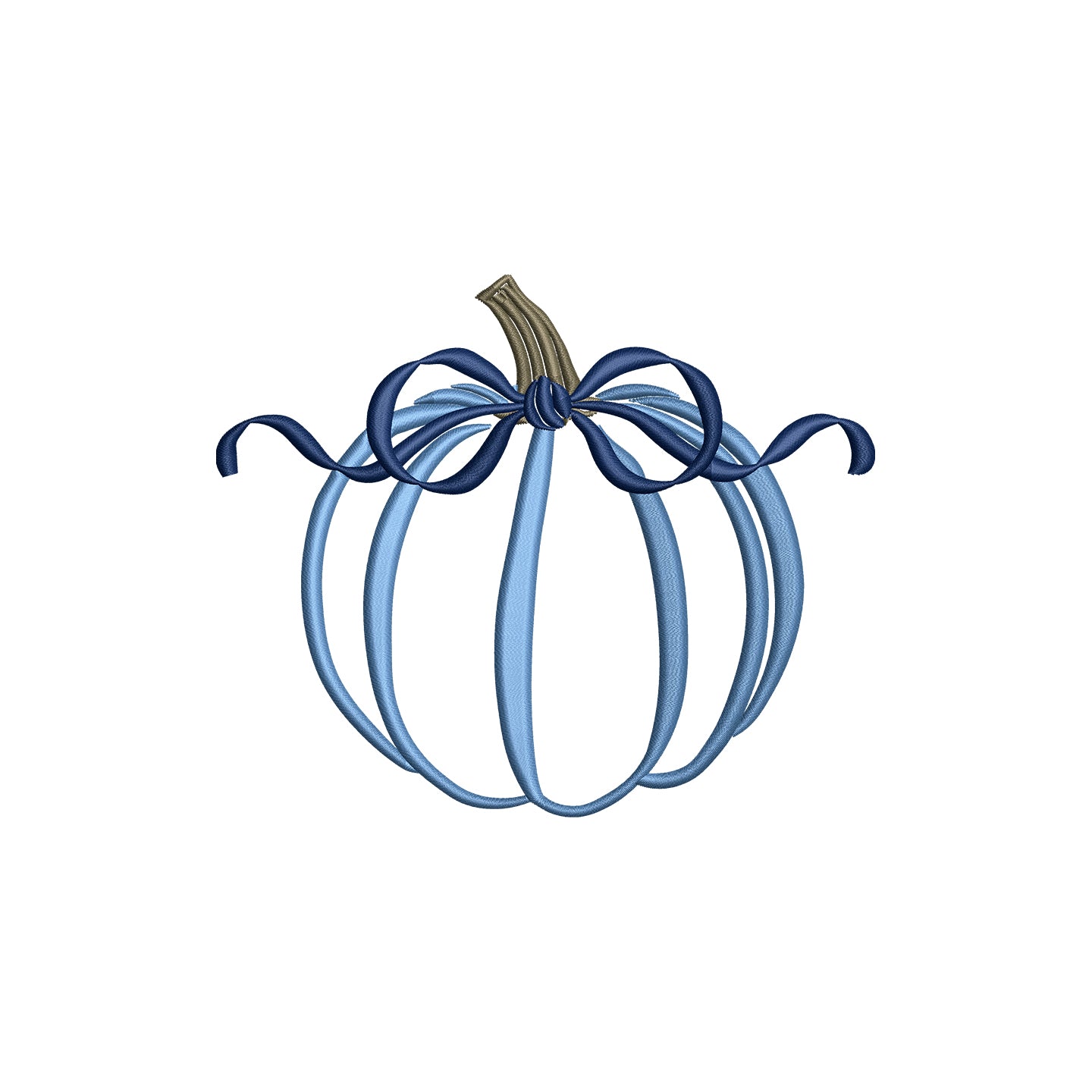 Pumpkin Fall Outline with Bow Digital Machine Embroidery File- 6 sizes