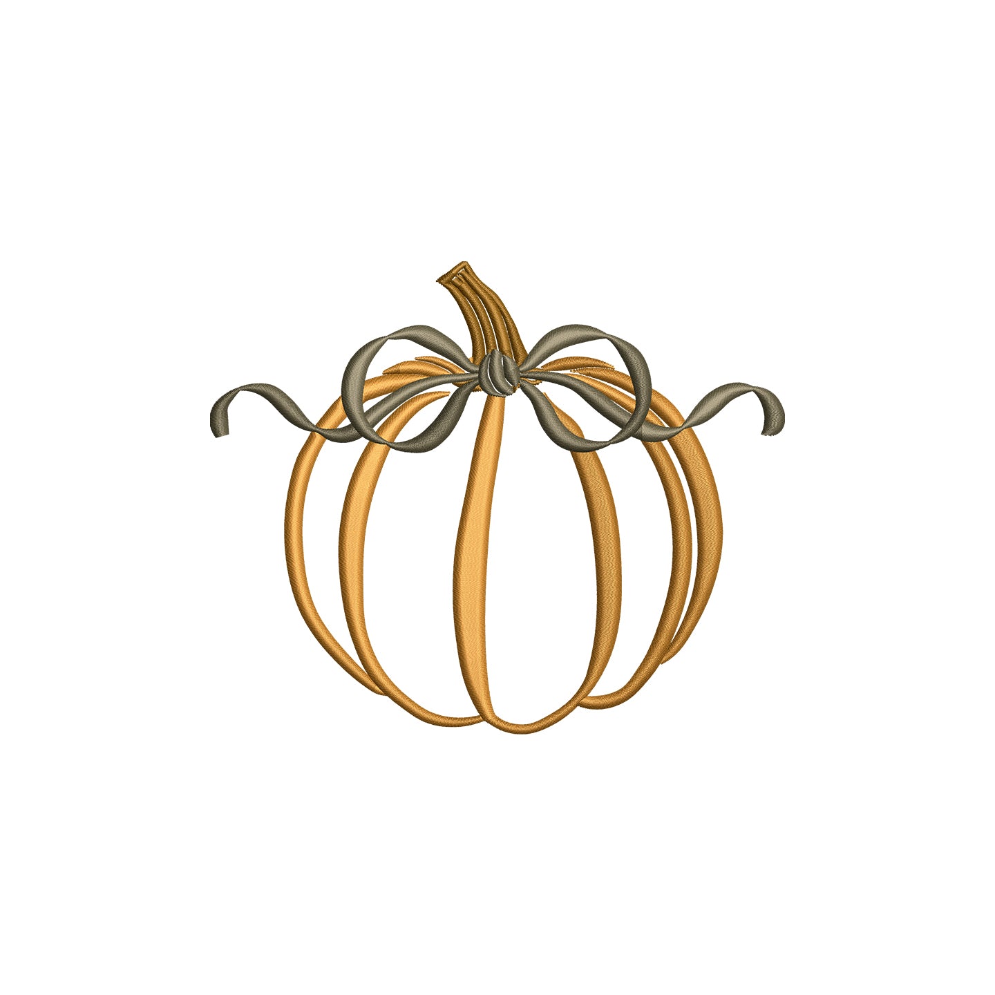 Pumpkin Fall Outline with Bow Digital Machine Embroidery File- 6 sizes