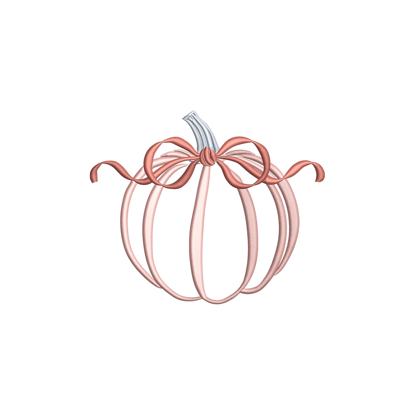 Pumpkin Fall Outline with Bow Digital Machine Embroidery File- 6 sizes