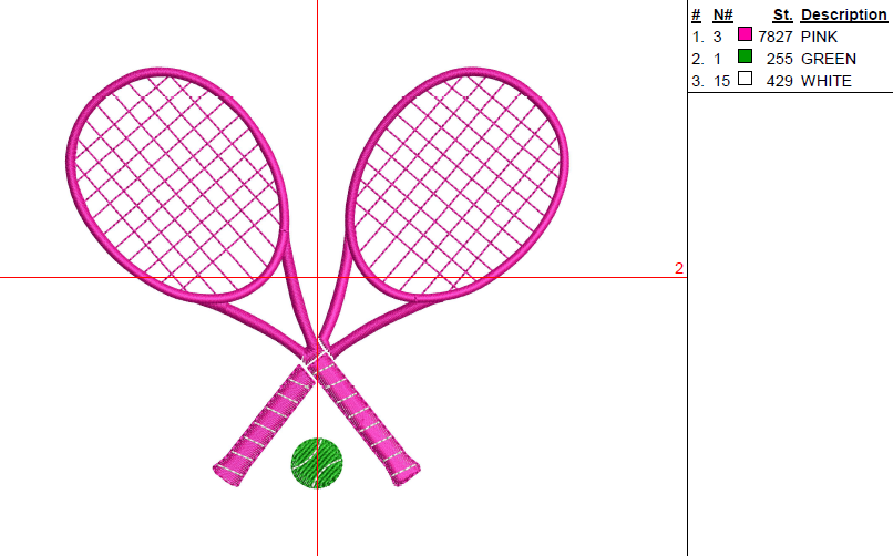 Tennis Racquets with ball Digital Embroidery File- Download- 3 SIZES