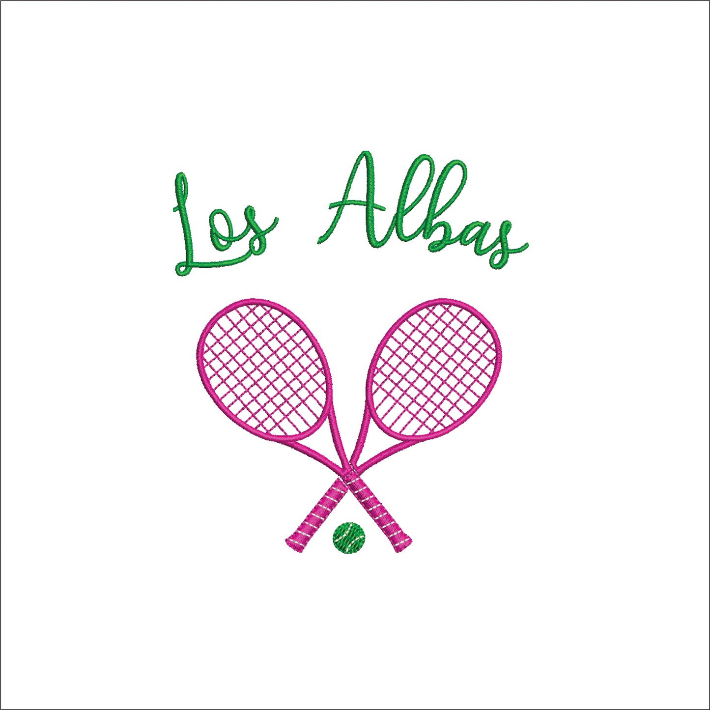 Tennis Racquets with ball Digital Embroidery File- Download- 3 SIZES