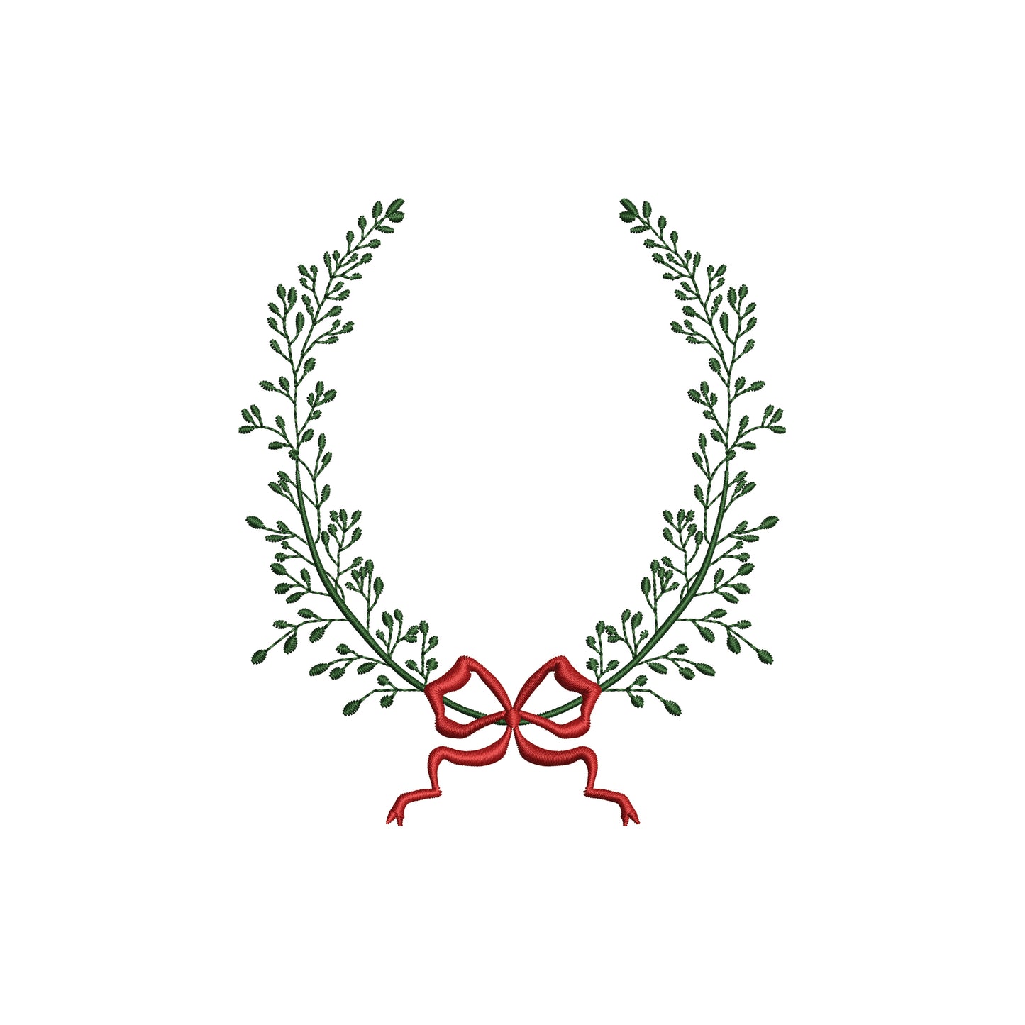 Vintage Monogram Frame Leaf Wreath with Flowy Bow Digital Machine Embroidery File- Download-5 SIZES