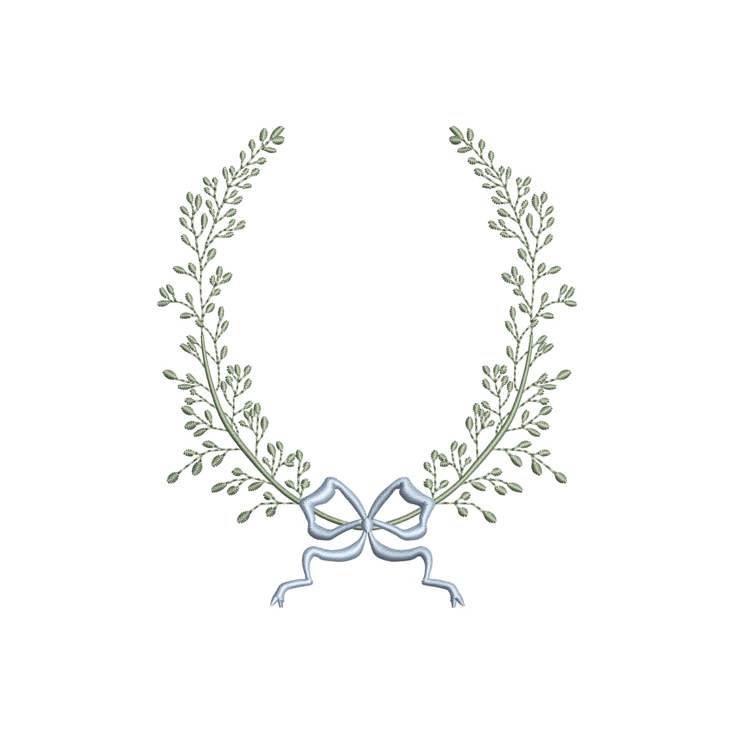 Vintage Monogram Frame Leaf Wreath with Flowy Bow Digital Machine Embroidery File- Download-5 SIZES