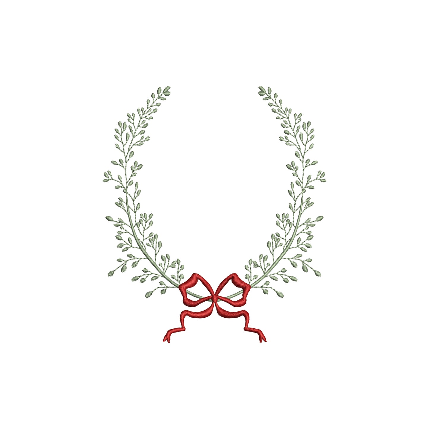 Vintage Monogram Frame Leaf Wreath with Flowy Bow Digital Machine Embroidery File- Download-5 SIZES