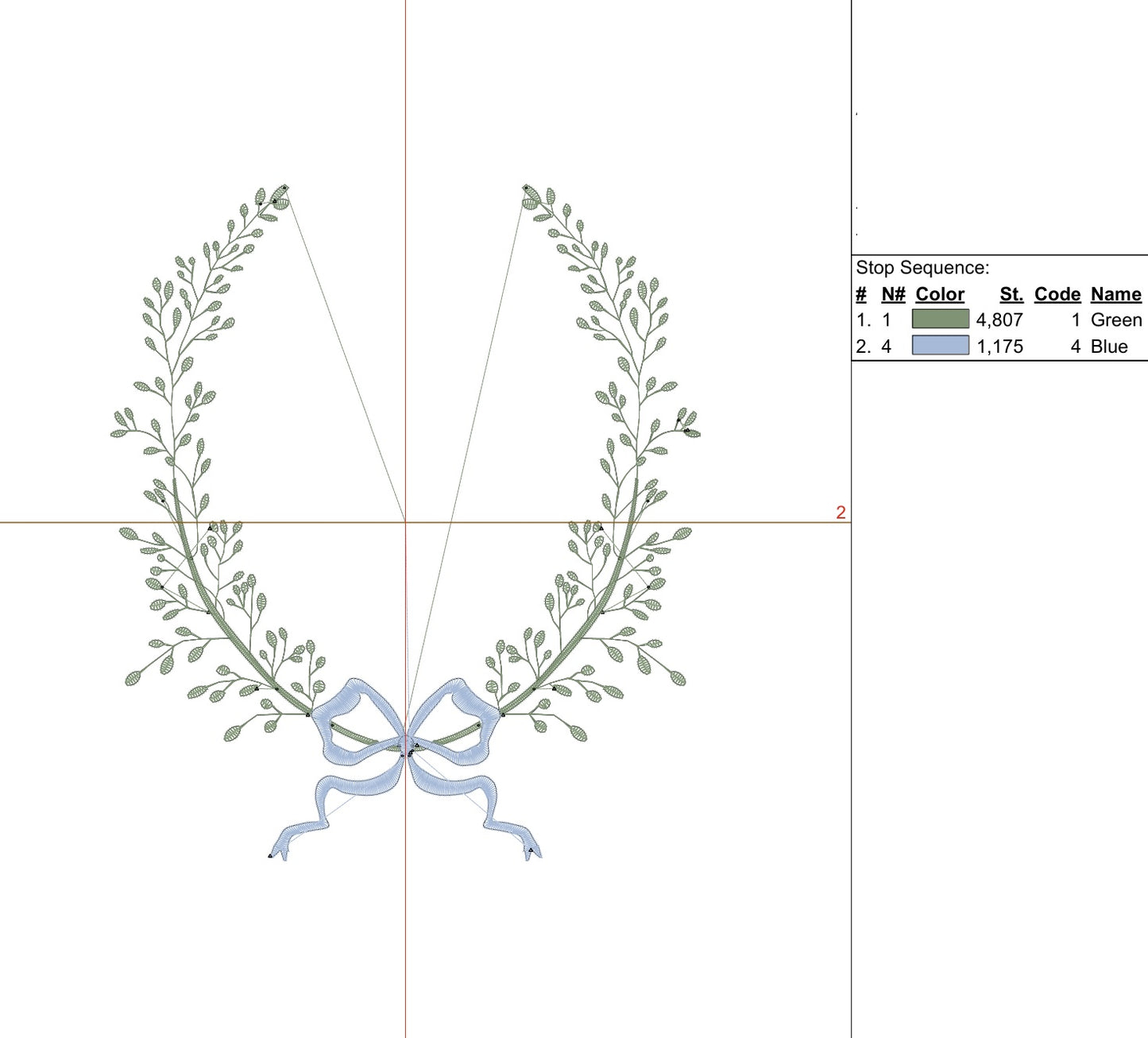 Vintage Monogram Frame Leaf Wreath with Flowy Bow Digital Machine Embroidery File- Download-5 SIZES