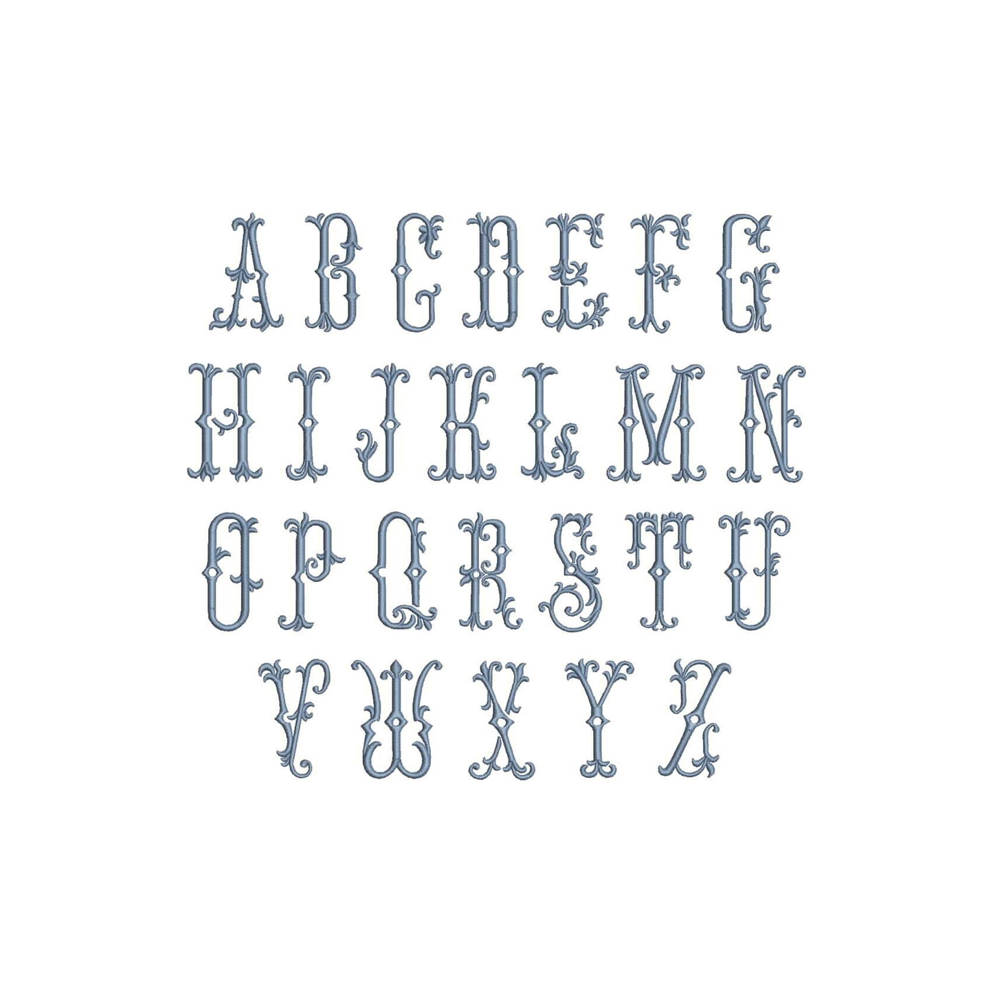 EMBROIDERY FONTS- Fishtail Victorian Font Digital Machine Embroidery File- Download- 2 SIZES