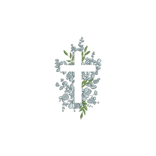 Religious Cross with Flowers Digital Machine Embroidery File- Baby Lee Embroidery Design- Instant Download-6 SIZES-HUS, SEW, XXX, DST, DGT, VP3, JEF, PES, EXP, and PCS.