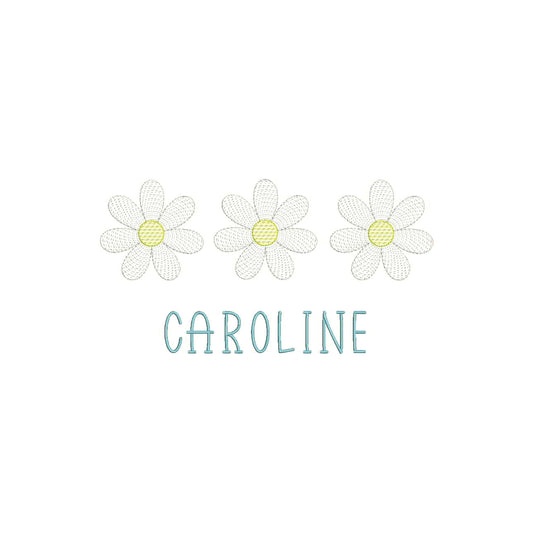 Sketch Fill Triple DAISY Machine Embroidery File- Download- 4 SIZES