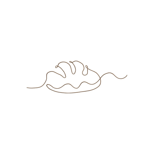 Hand Drawn One Line Minimal Baguette Bread Outline Machine Digital Embroidery File- Download- 5 SIZES