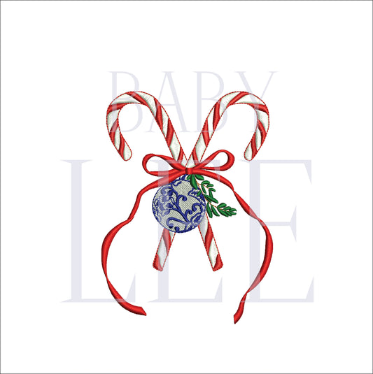 Chinoiserie Christmas Candy Cane Digital Machine Embroidery File- Baby Lee Digital Design- 1 SIZE