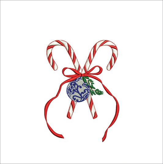 Chinoiserie Christmas Candy Cane Digital Machine Embroidery File- Baby Lee Digital Design- 1 SIZE