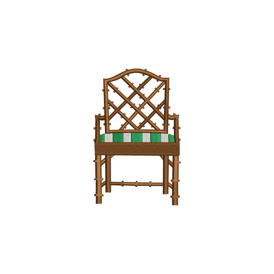 Chinoiserie Decor Chair Without Cushion Machine Embroidery File- Baby Lee Embroidery Design-Download- 5 SIZES- DST, PES, JAN, JEF, EXP, SEW, ART, PES, VP3, HUS, PCS, XXX, PEC