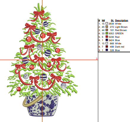 Chinoiserie Christmas Tree Digital Machine Embroidery File- Baby Lee Digital Design- 3 SIZES-DST, PES, JAN, JEF, EXP, SEW, ART, PES, VP3, HUS, PCS, XXX, PEC
