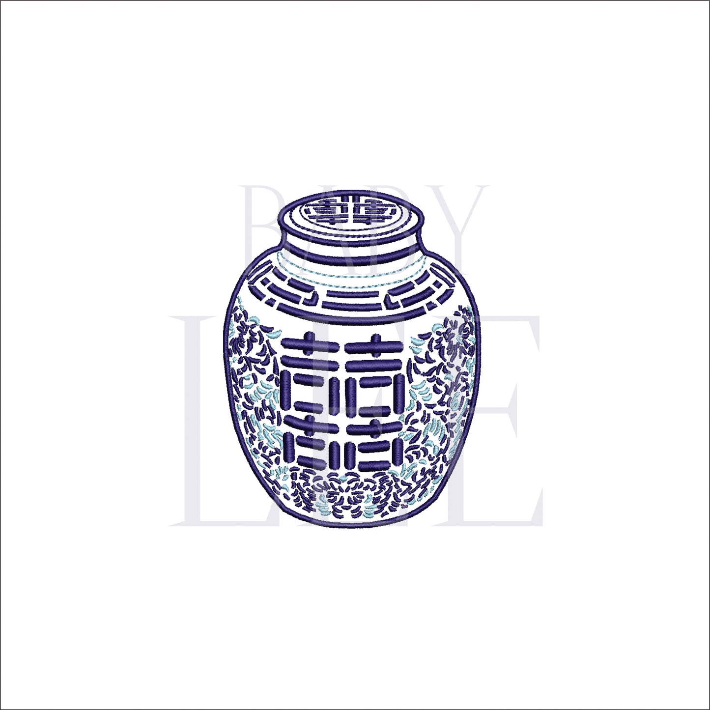 Chinoiserie Ginger Jar Digital Machine Embroidery File- Baby Lee Digital Design- 4 SIZES-DST, PES, JAN, JEF, EXP, SEW, ART, PES, VP3, HUS, PCS, XXX, PEC