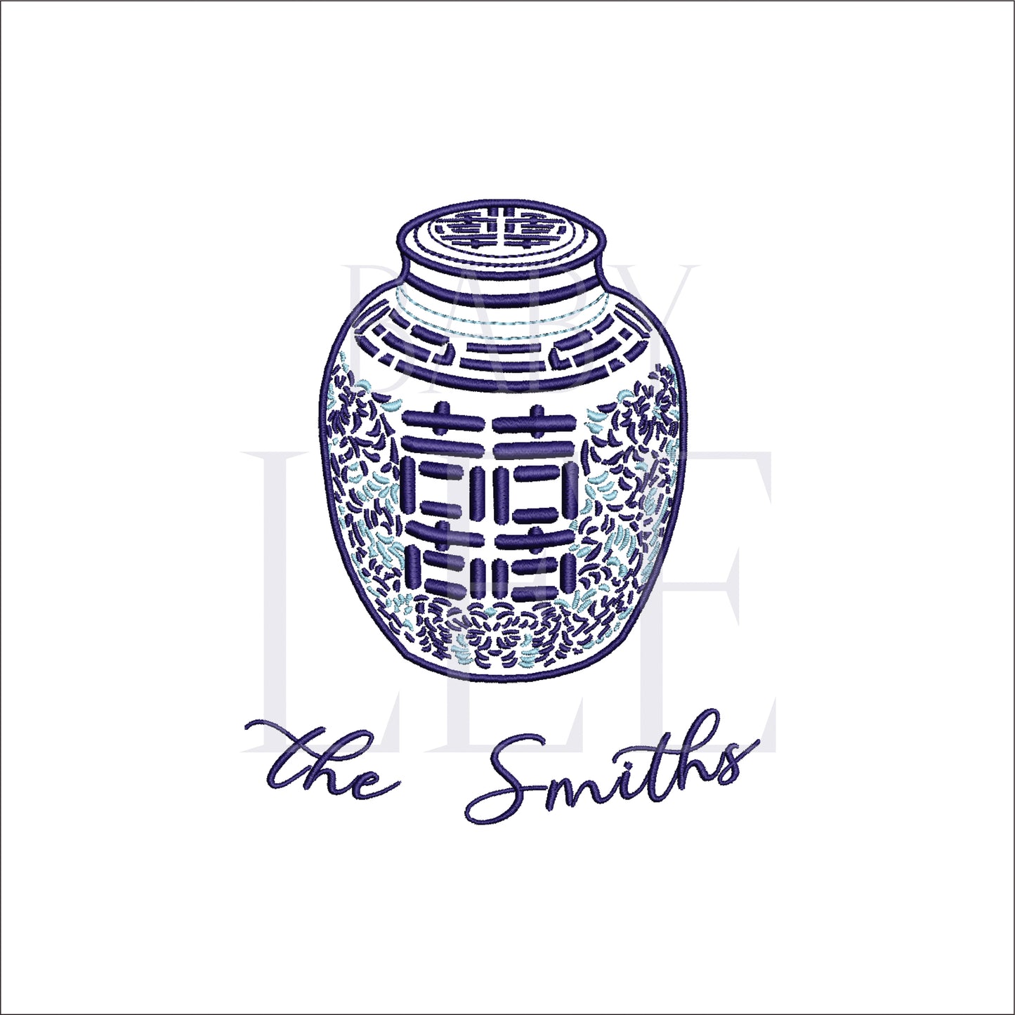 Chinoiserie Ginger Jar Digital Machine Embroidery File- Baby Lee Digital Design- 4 SIZES-DST, PES, JAN, JEF, EXP, SEW, ART, PES, VP3, HUS, PCS, XXX, PEC