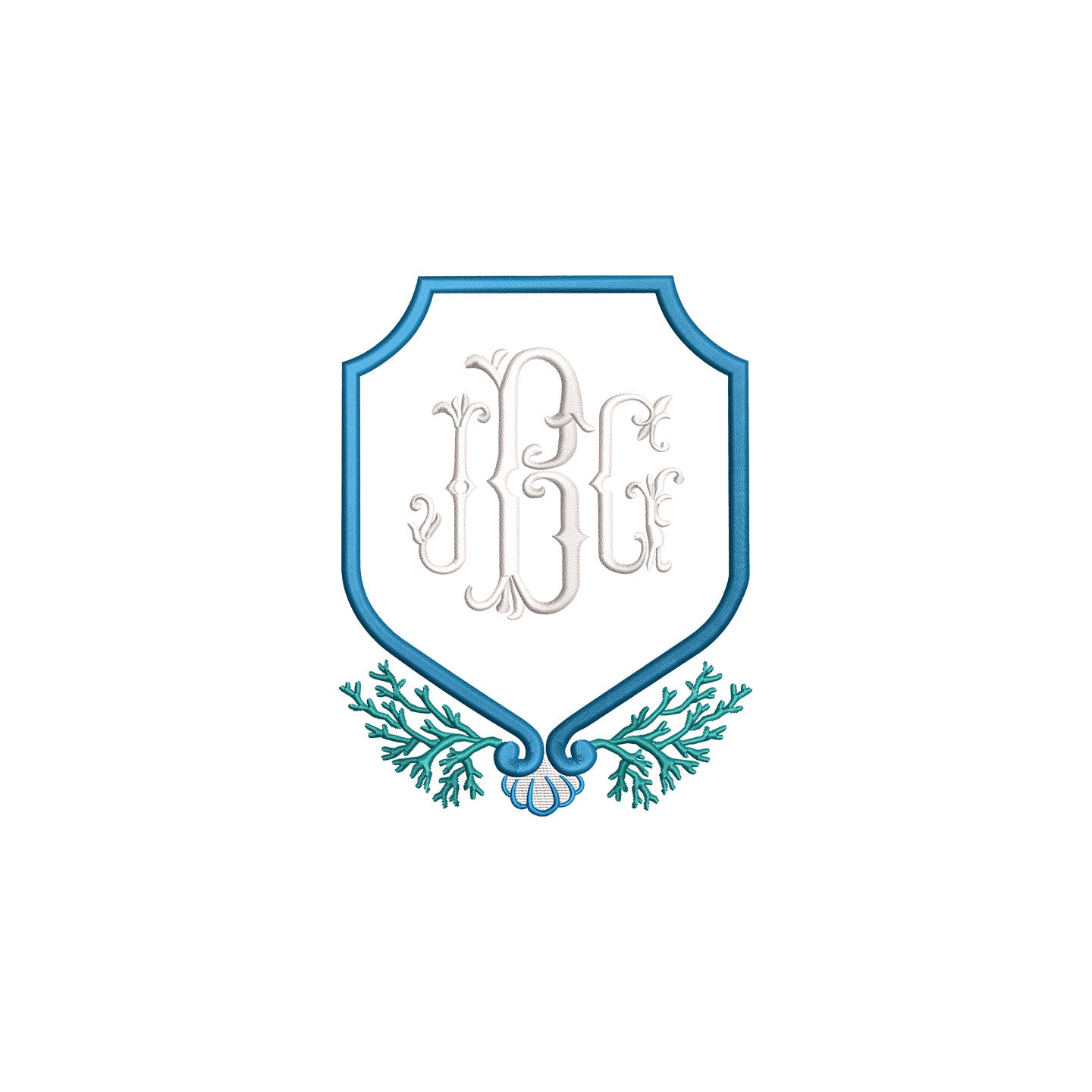 Coral Shell Crest Digital Machine Embroidery File- Instant Download- Baby Lee Digital Design-5 SIZES-DST, PES, JAN, JEF, EXP, SEW, ART, PES, VP3, HUS, PCS, XXX, PEC