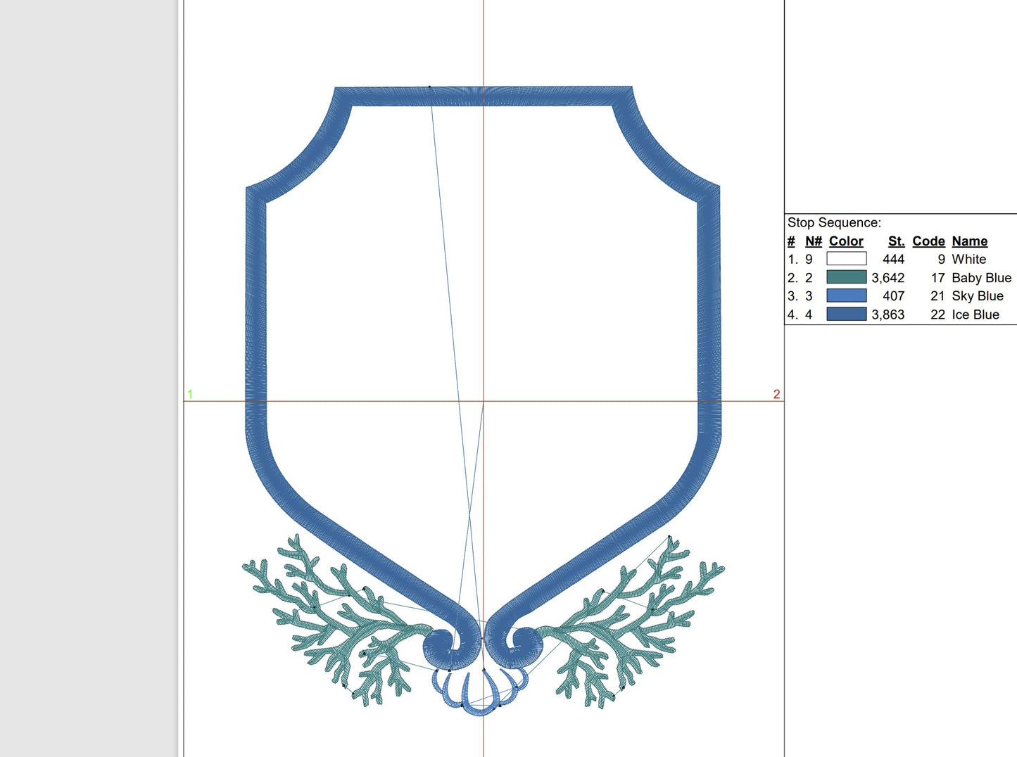 Coral Shell Crest Digital Machine Embroidery File- Instant Download- Baby Lee Digital Design-5 SIZES-DST, PES, JAN, JEF, EXP, SEW, ART, PES, VP3, HUS, PCS, XXX, PEC