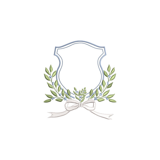 Vintage Frame Crest with Flowy Bow and Berries Digital Machine Embroidery File-Download- 5 SIZES-DST, DGT, JAN, JEF, SEW, EXP, ART, PES, VP3, HUS, PCS, and XXX.