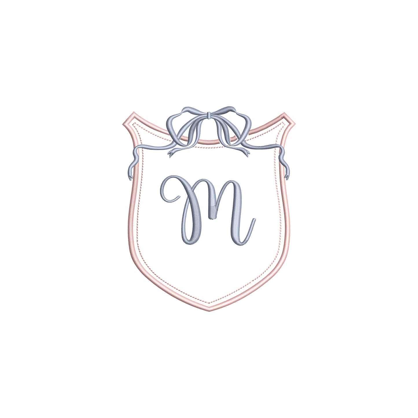 Vintage Crest with Flowy Bow Digital Machine Embroidery File- Instant Download- Baby Lee Digital Design-5 SIZES-DST, PES, JAN, JEF, EXP, SEW, ART, PES, VP3, HUS, PCS, XXX, PEC
