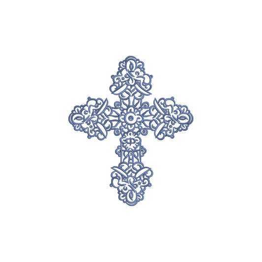 Religious Ornamental Cross Digital Machine Embroidery File- Download-4 SIZES