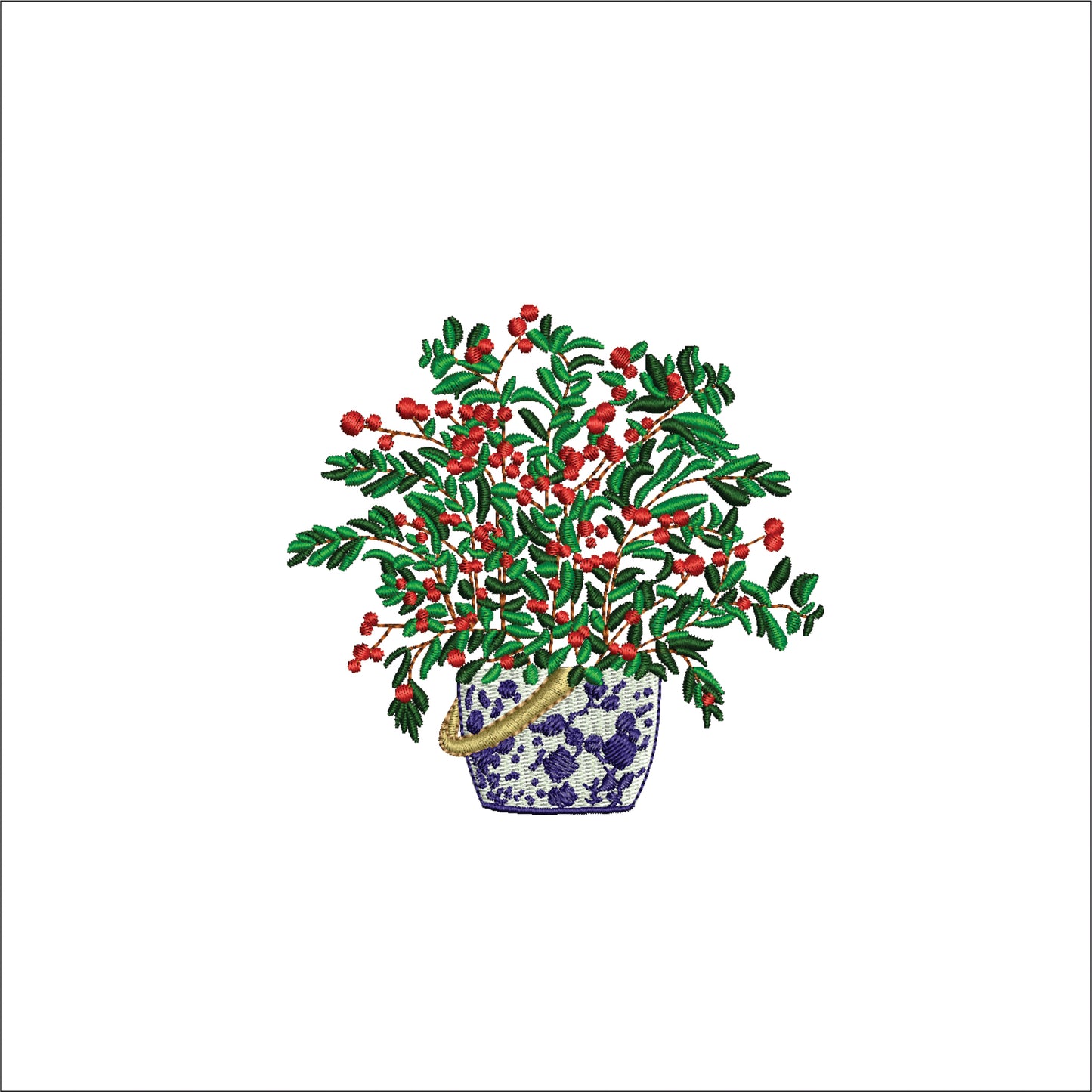 Chinoiserie Christmas Arrangements with berries- Digital Machine Embroidery File- Baby Lee Digital Design- 2 SIZES-DST, PES, JAN, JEF, EXP, SEW, ART, PES, VP3, HUS, PCS, XXX, PEC