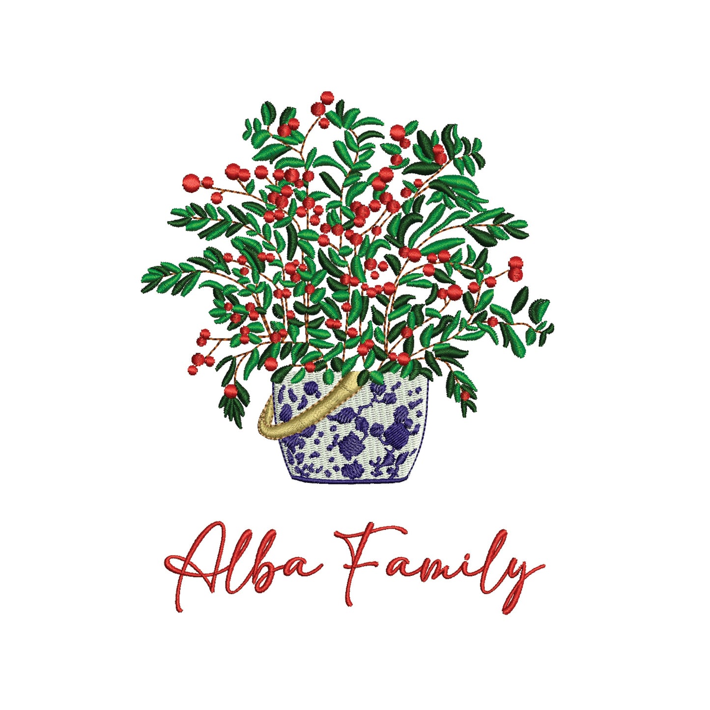 Chinoiserie Christmas Arrangements with berries- Digital Machine Embroidery File- Baby Lee Digital Design- 2 SIZES-DST, PES, JAN, JEF, EXP, SEW, ART, PES, VP3, HUS, PCS, XXX, PEC