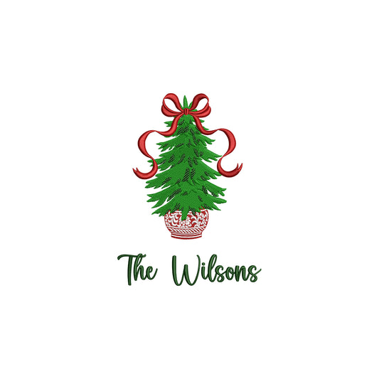 Chinoiserie Christmas Tree Digital Machine Embroidery File- Download - 5 SIZES