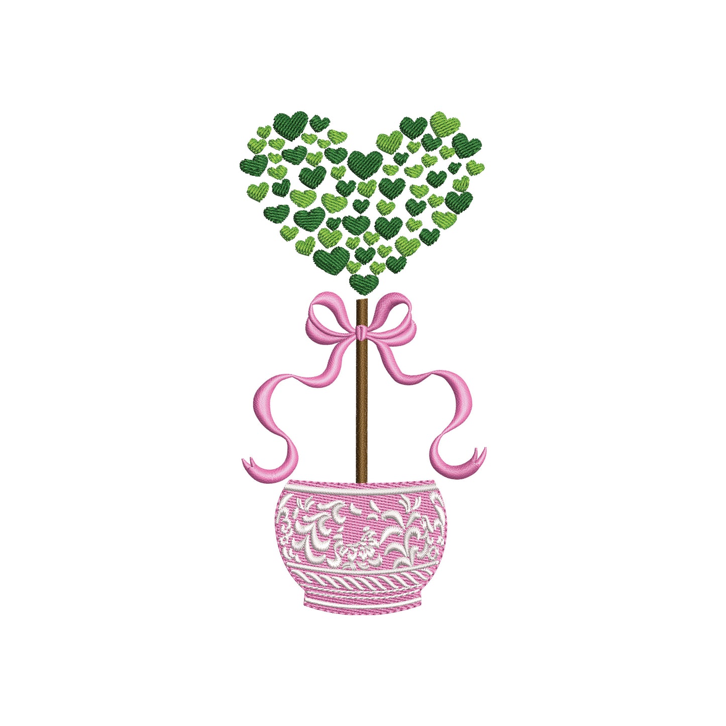 Chinoiserie Valentine's Heart Boxwood Topiary Pot   - Digital Machine Embroidery File- Baby Lee Digital Design-Instant Download- 5 SIZES-DST, PES, JAN, JEF, EXP, SEW, ART, PES, VP3, HUS, PCS, XXX, PEC