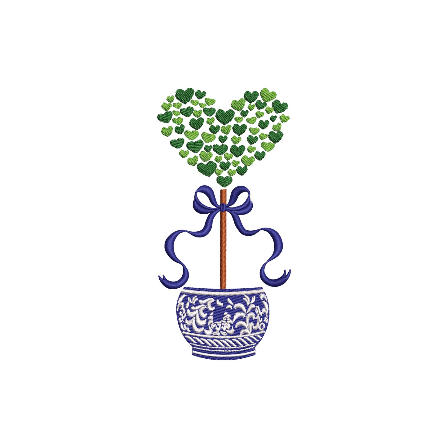 Chinoiserie Valentine's Heart Boxwood Topiary Pot   - Digital Machine Embroidery File- Baby Lee Digital Design-Instant Download- 5 SIZES-DST, PES, JAN, JEF, EXP, SEW, ART, PES, VP3, HUS, PCS, XXX, PEC