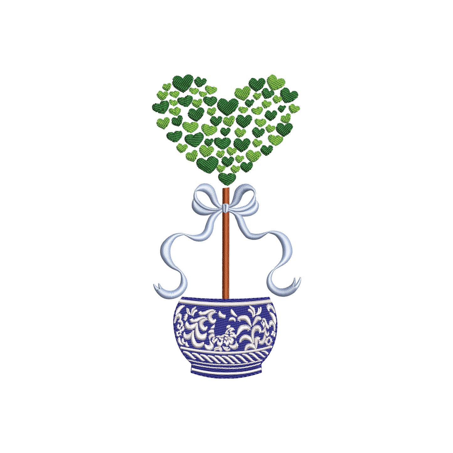 Chinoiserie Valentine's Heart Boxwood Topiary Pot   - Digital Machine Embroidery File- Baby Lee Digital Design-Instant Download- 5 SIZES-DST, PES, JAN, JEF, EXP, SEW, ART, PES, VP3, HUS, PCS, XXX, PEC