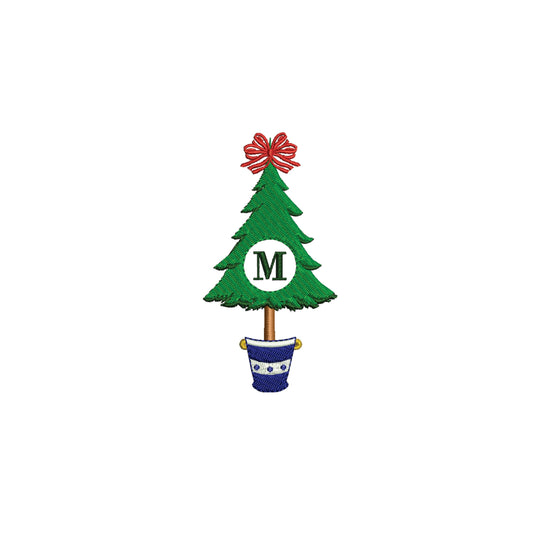 Chinoiserie Christmas Tree in Vase Digital Machine Embroidery File- 3 SIZES
