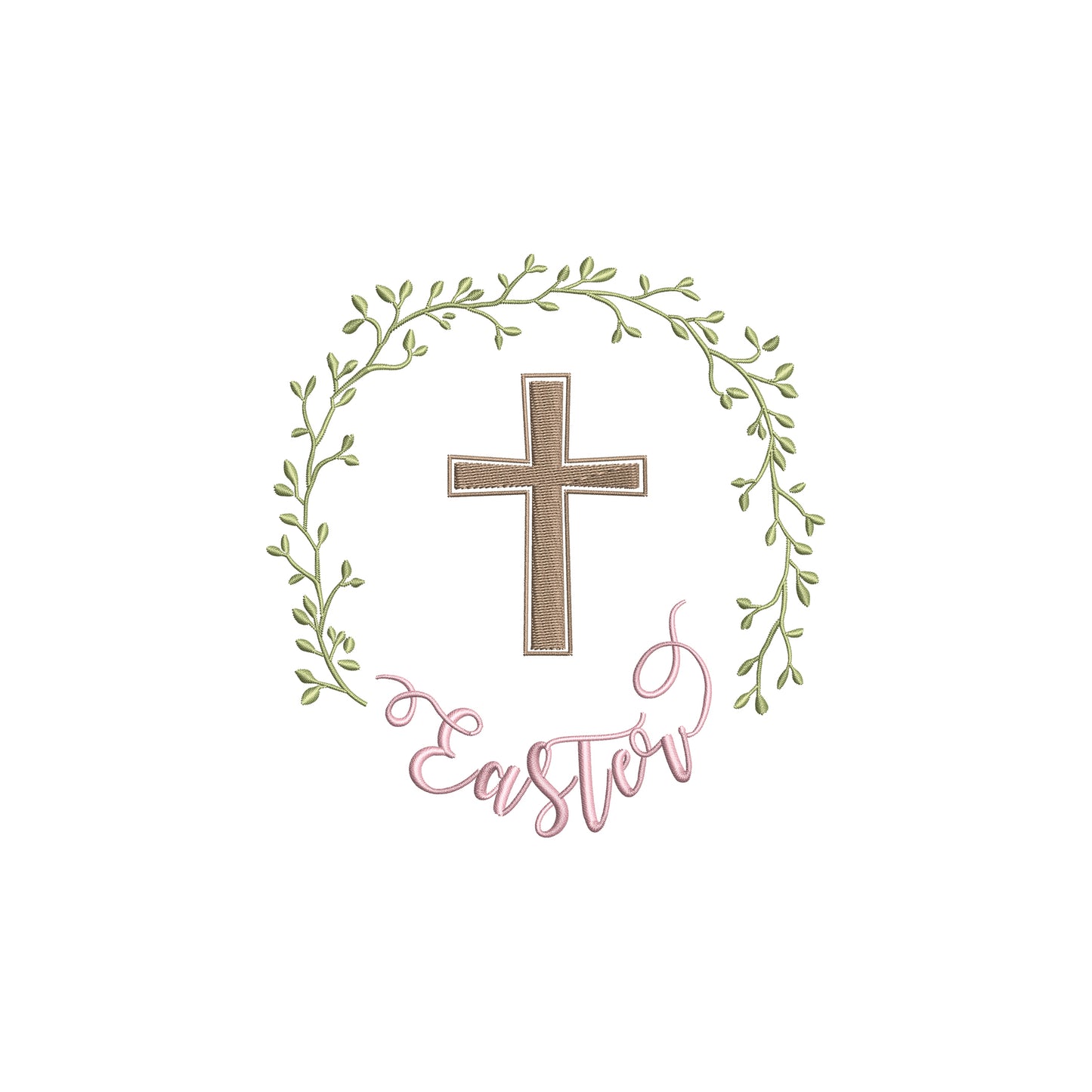 Easter Wreath with Cross Digital Machine Embroidery Digital File- Baby Lee Embroidery Design-4 SIZES-DST, JAN, JEF, SEW, EXP, ART, PES, VP3, HUS, PCS, XXX, DGT, and PEC.