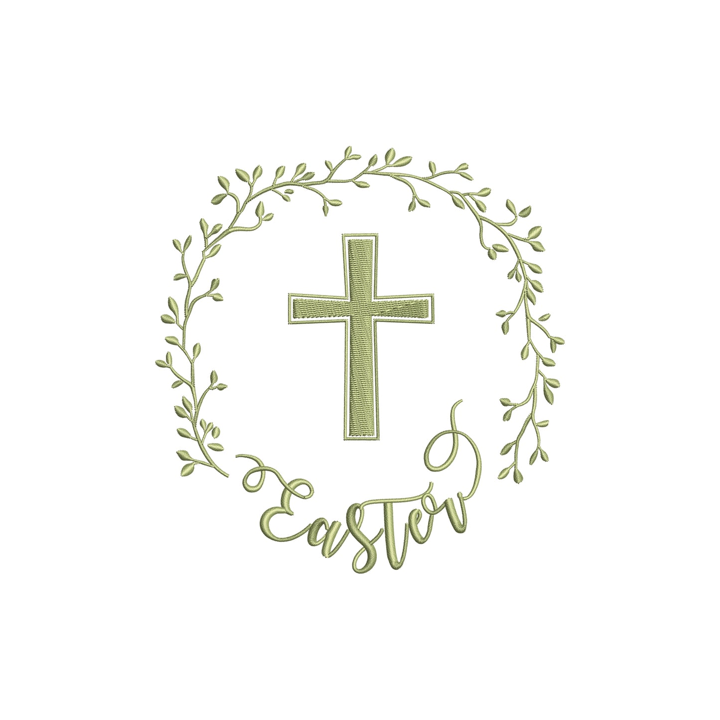 Easter Wreath with Cross Digital Machine Embroidery Digital File- Baby Lee Embroidery Design-4 SIZES-DST, JAN, JEF, SEW, EXP, ART, PES, VP3, HUS, PCS, XXX, DGT, and PEC.