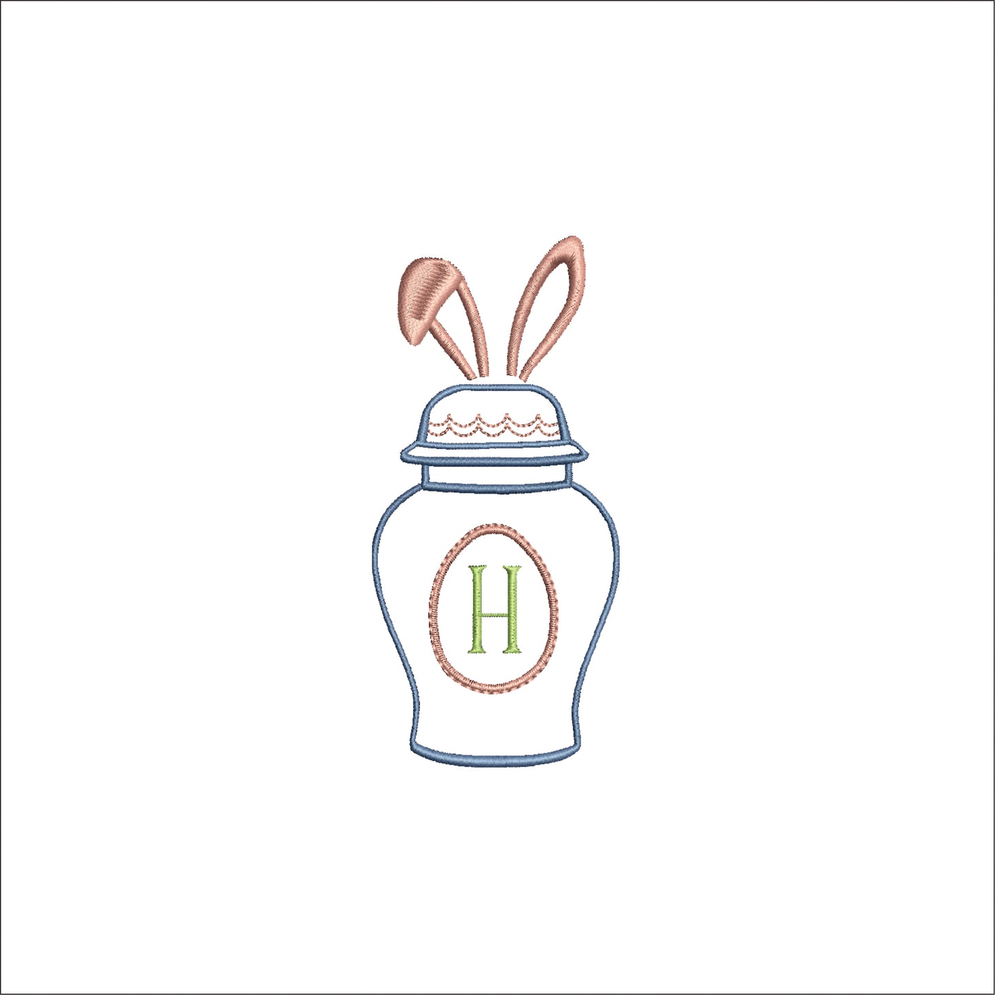 EASTER BUNNY Ginger Jar Digital Embroidery File Instant Download- Baby Lee Digital Designs- 4 SIZES-DST, PES, JAN, JEF, EXP, SEW, ART, PES, VP3, HUS, PCS, XXX, PEC