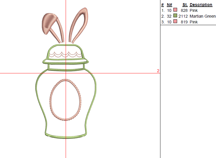 EASTER BUNNY Ginger Jar Digital Embroidery File Instant Download- Baby Lee Digital Designs- 4 SIZES-DST, PES, JAN, JEF, EXP, SEW, ART, PES, VP3, HUS, PCS, XXX, PEC