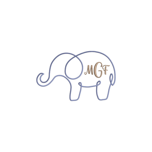 Minimal Elephant Outline Digital Machine Embroidery File- Baby Lee Digital Design-5 SIZE- DST, PES, JAN, JEF, EXP, SEW, ART, PES, VP3, HUS, PCS, XXX, PEC