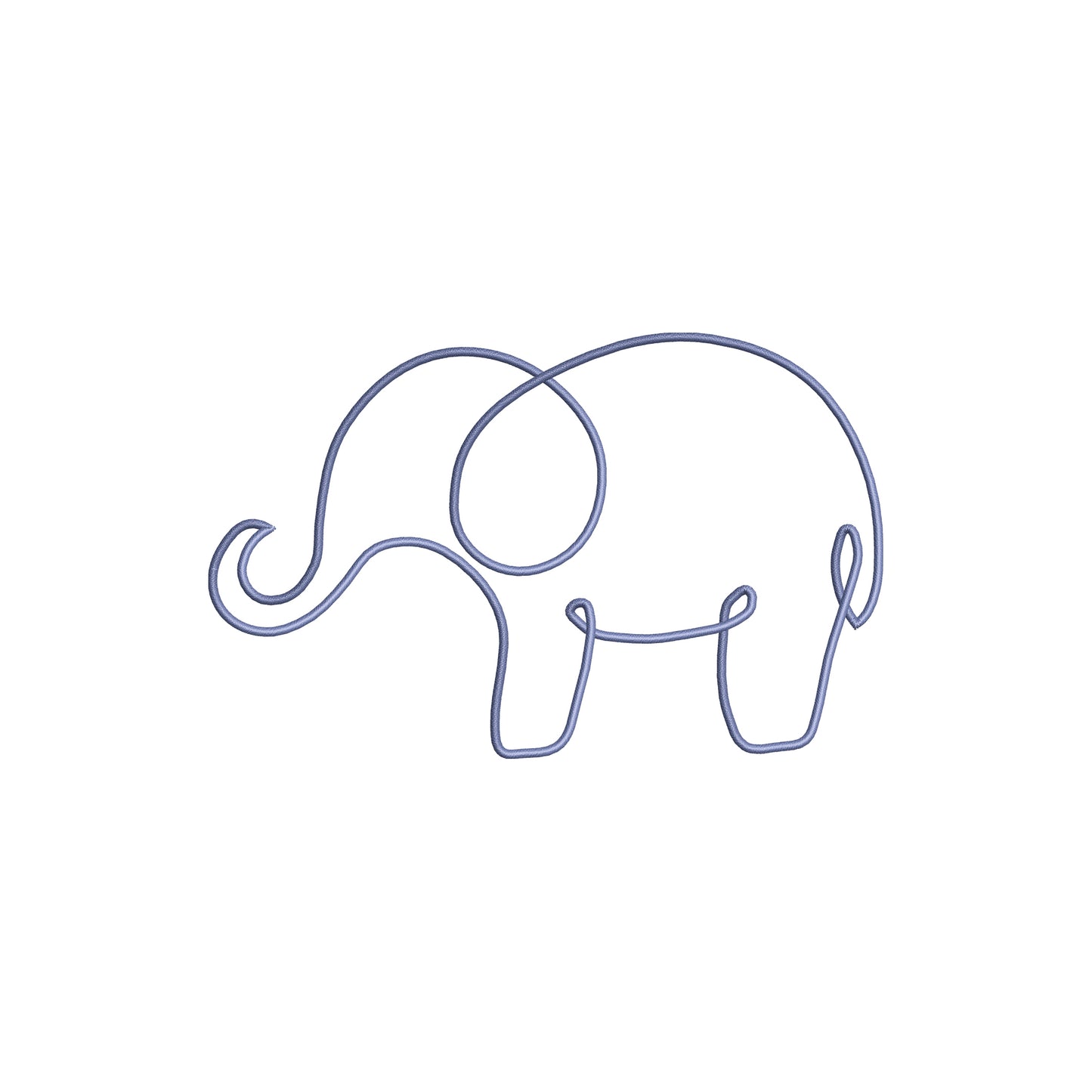 Minimal Elephant Outline Digital Machine Embroidery File- Baby Lee Digital Design-5 SIZE- DST, PES, JAN, JEF, EXP, SEW, ART, PES, VP3, HUS, PCS, XXX, PEC