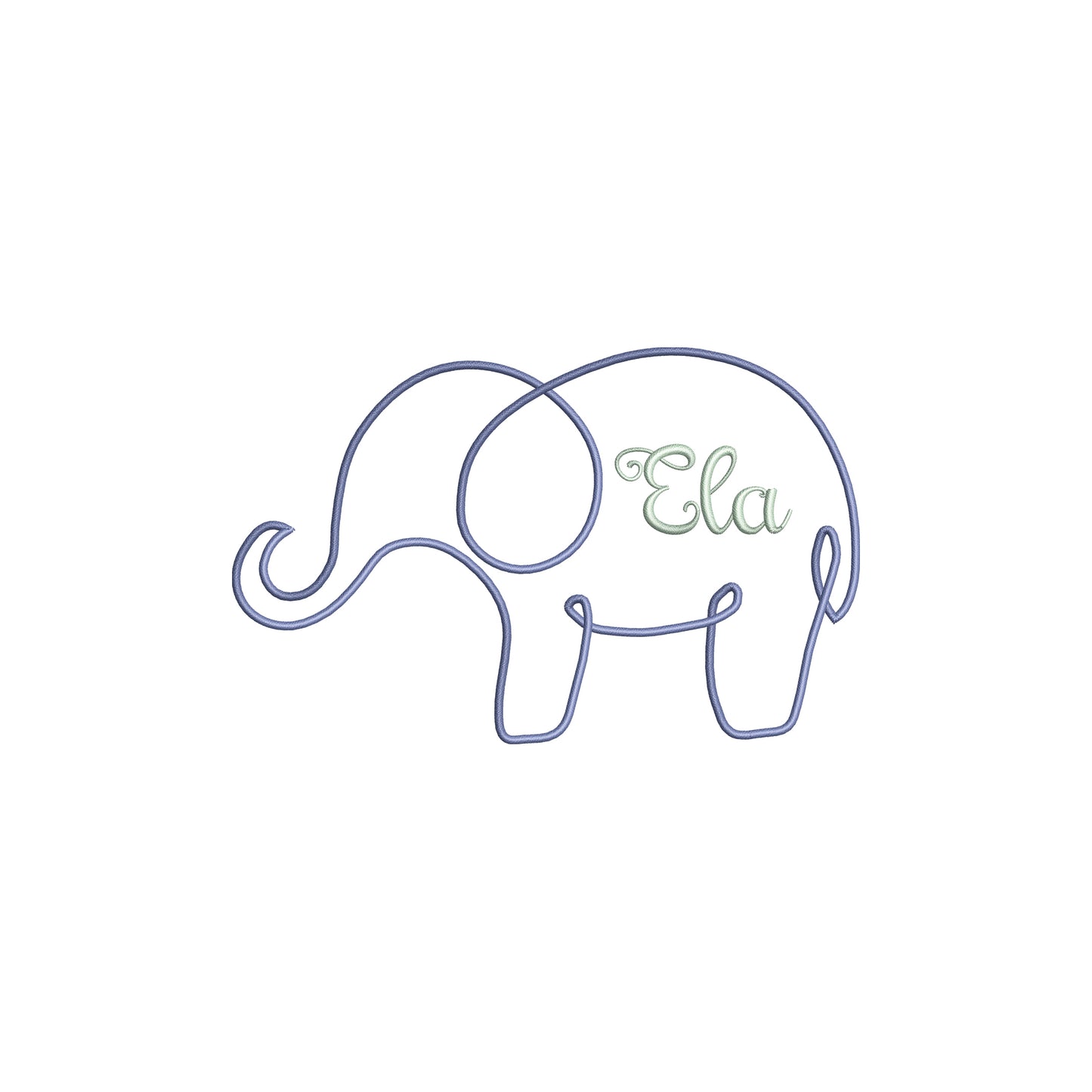 Minimal Elephant Outline Digital Machine Embroidery File- Baby Lee Digital Design-5 SIZE- DST, PES, JAN, JEF, EXP, SEW, ART, PES, VP3, HUS, PCS, XXX, PEC