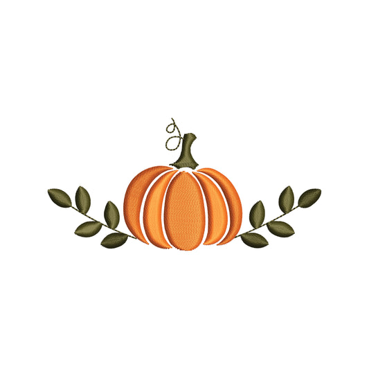 Fall Pumpkin with Leaves Machine Embroidery File- Baby Lee Embroidery Design-Instant Download