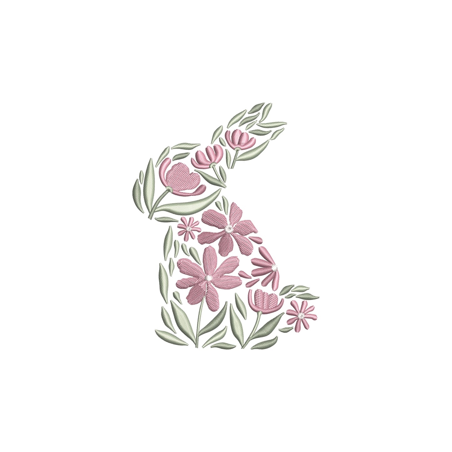 Easter Floral Bunny Shape Digital Machine Embroidery File- Baby Lee Embroidery Design- Instant Download- 5 SIZES-DST, PES, JAN, JEF, EXP, SEW, ART, PES, VP3, HUS, PCS, XXX, PEC