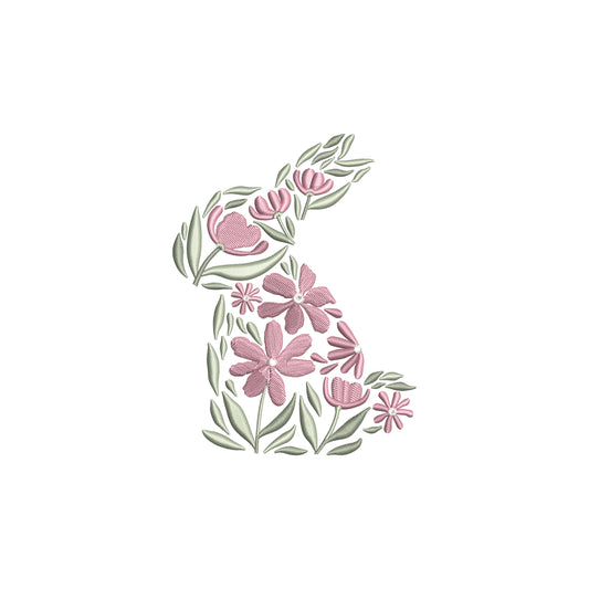 Easter Floral Bunny Shape Digital Machine Embroidery File- Baby Lee Embroidery Design- Instant Download- 5 SIZES-DST, PES, JAN, JEF, EXP, SEW, ART, PES, VP3, HUS, PCS, XXX, PEC