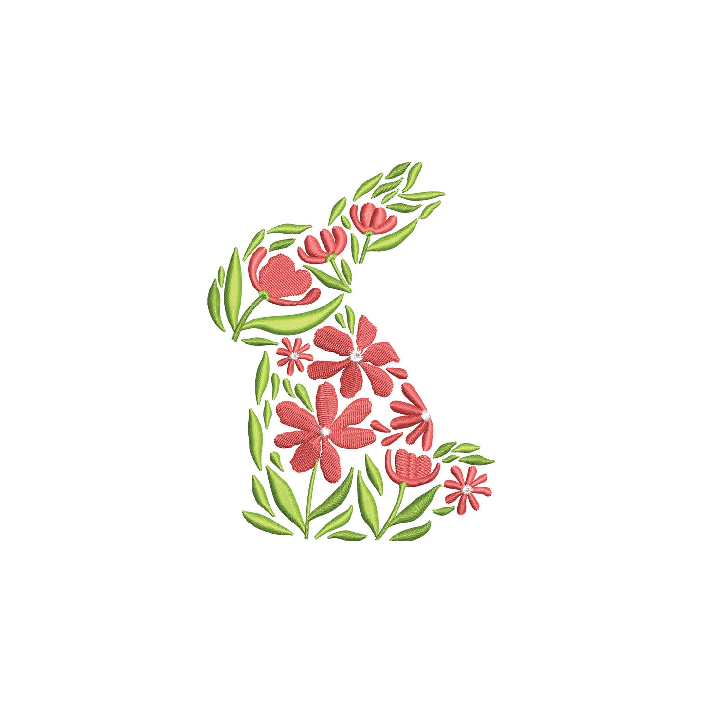 Easter Floral Bunny Shape Digital Machine Embroidery File- Baby Lee Embroidery Design- Instant Download- 5 SIZES-DST, PES, JAN, JEF, EXP, SEW, ART, PES, VP3, HUS, PCS, XXX, PEC