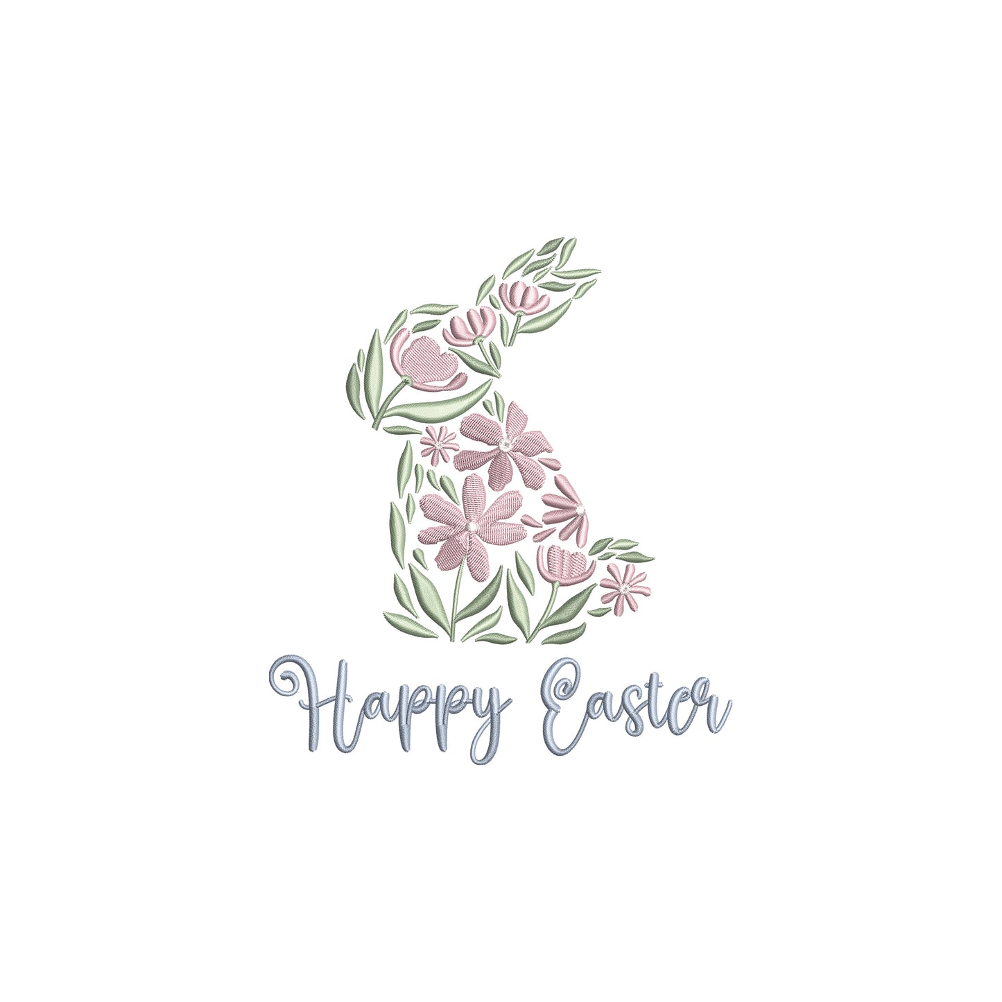 Easter Floral Bunny Shape Digital Machine Embroidery File- Baby Lee Embroidery Design- Instant Download- 5 SIZES-DST, PES, JAN, JEF, EXP, SEW, ART, PES, VP3, HUS, PCS, XXX, PEC