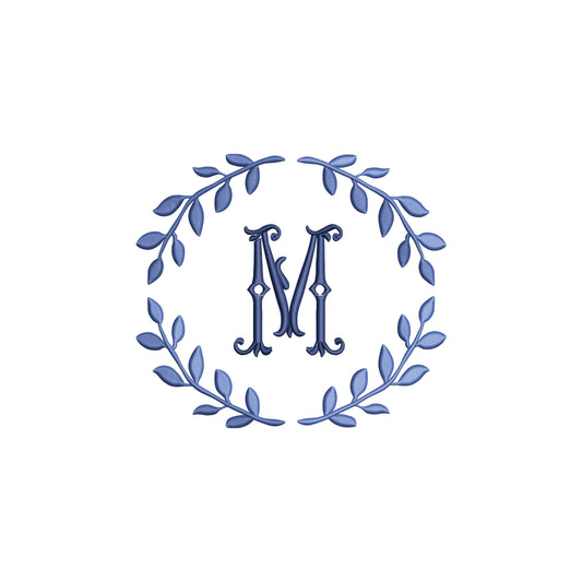 Minimal Leaf Frame Wreath Digital Machine Embroidery File- Download- 5 SIZES