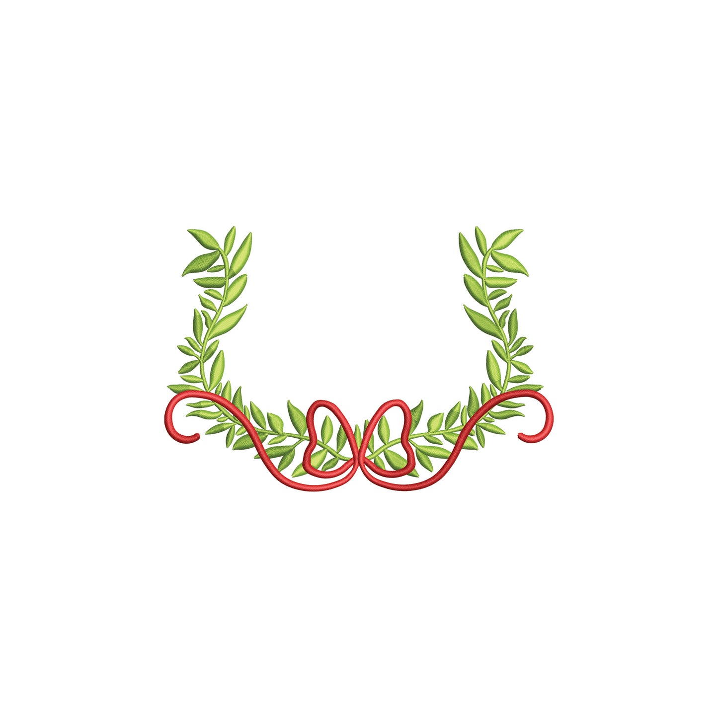 Floral Garland with Flowy Bow for Monogram- Digital Machine Embroidery File- Baby Lee Digital Design-5 SIZE-DST, PES, JAN, JEF, EXP, SEW, ART, PES, VP3, HUS, PCS, XXX, PEC