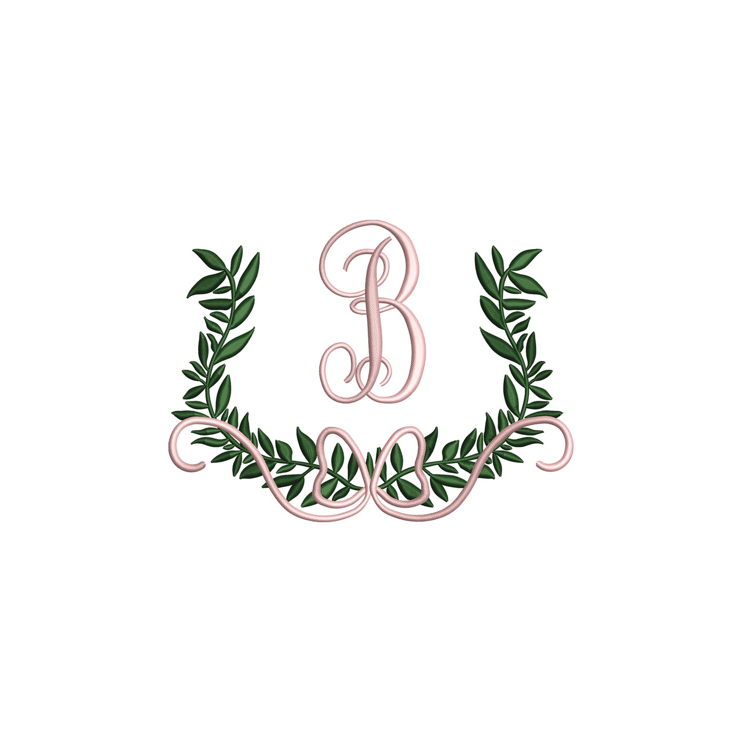 Floral Garland with Flowy Bow for Monogram- Digital Machine Embroidery File- Baby Lee Digital Design-5 SIZE-DST, PES, JAN, JEF, EXP, SEW, ART, PES, VP3, HUS, PCS, XXX, PEC